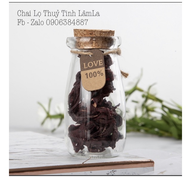 [HCM]Hũ Thuỷ Tinh Pudding Cao Nút Gỗ Ép 100ml