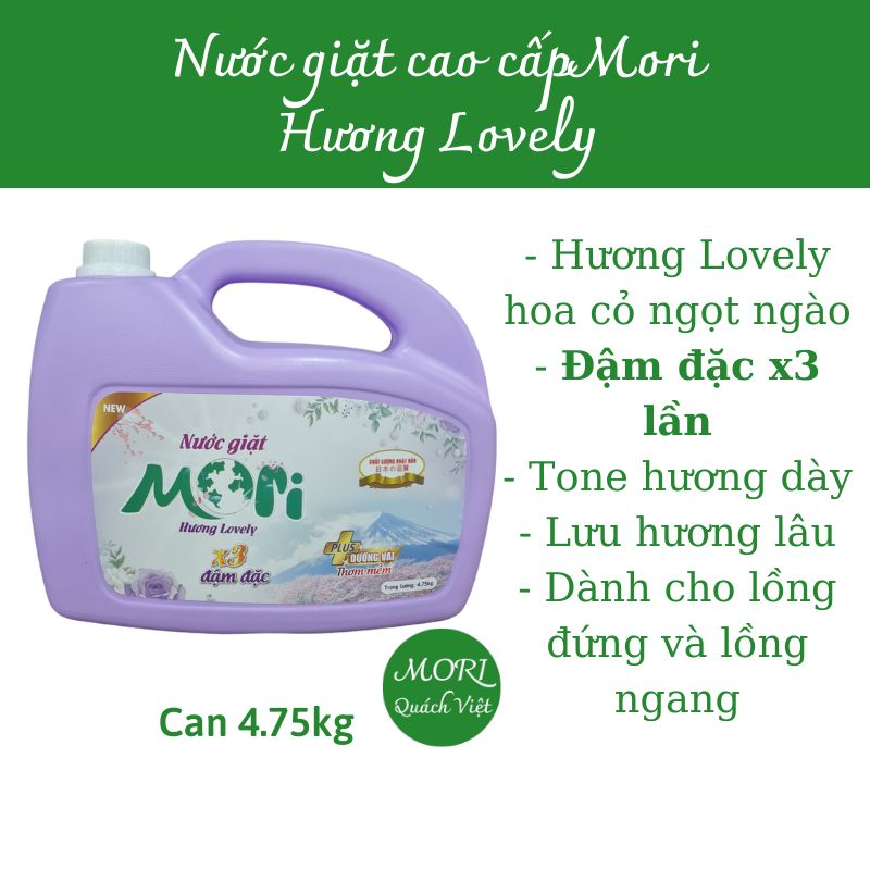 Nước giặt MORI hương comf/enchen/ lovely, can 5L