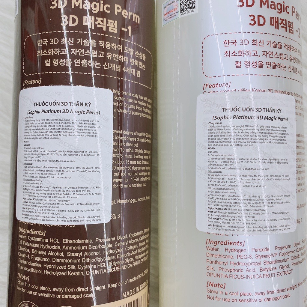 Cặp Thuốc uốn tóc đa năng UỐN THẦN KỲ 3D MAGIC PERM SOPHIA PLATINUM 500ML*2