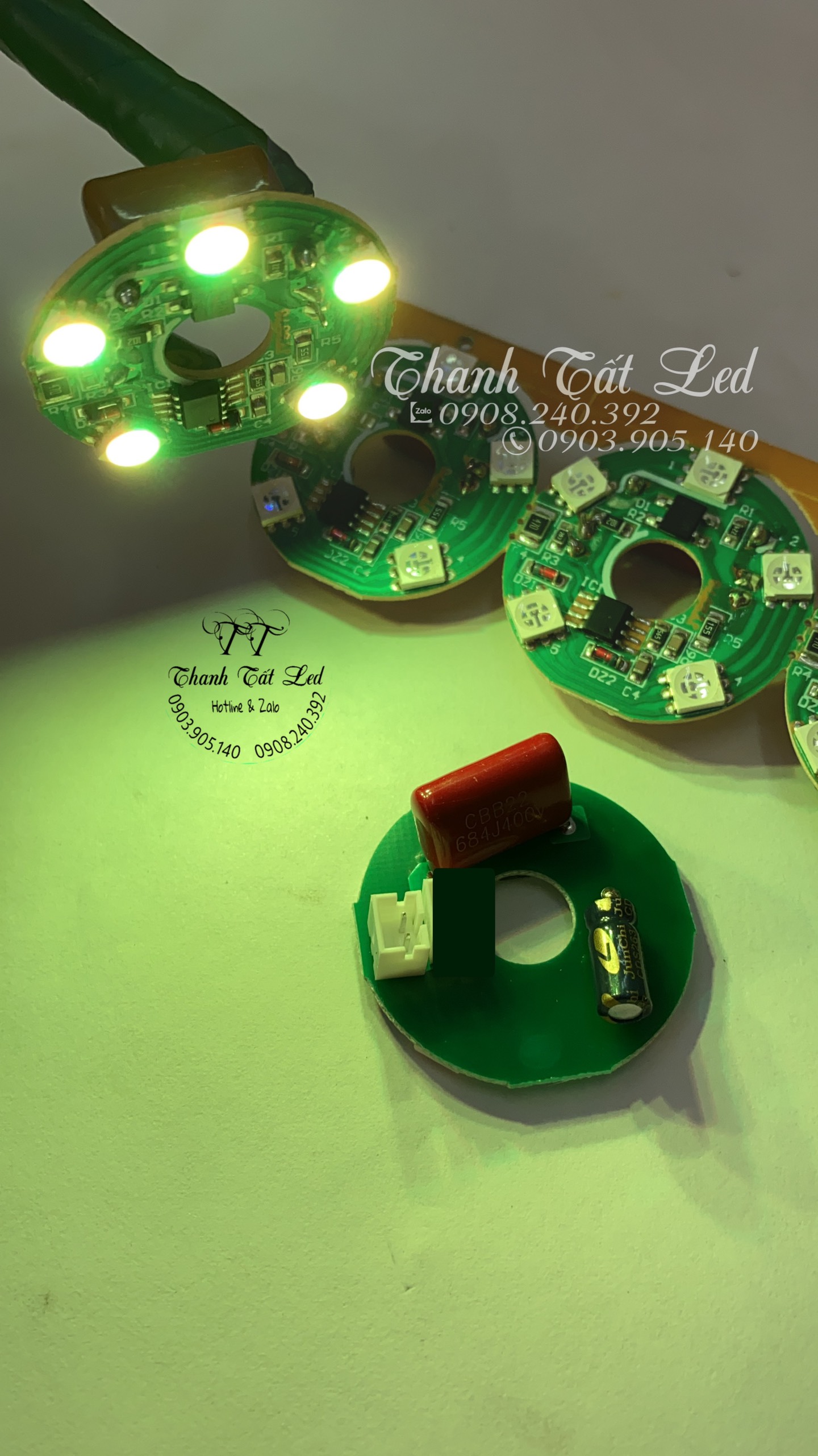[HCM]Bo mạch led đổi màu dùng cho tất cả đèn thờ pha lê 1 Bo 5 bóng Lổ 3.3 cm siêu bền siêu sáng