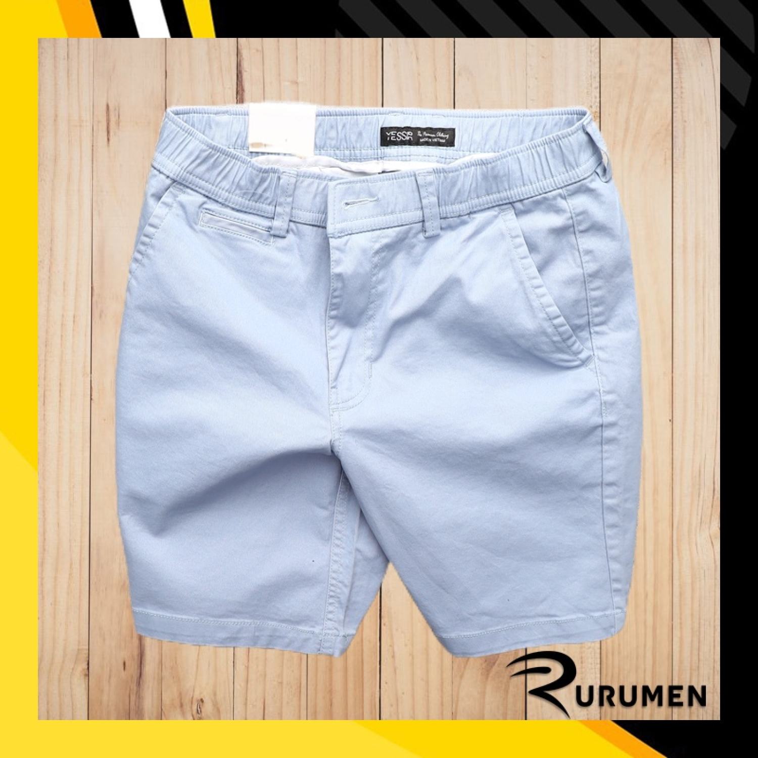 Quần short nam kaki thun lưng thun yessir rurumen quần đùi nam vnxk cao cấp đen, xám, xanh rêu - qb400