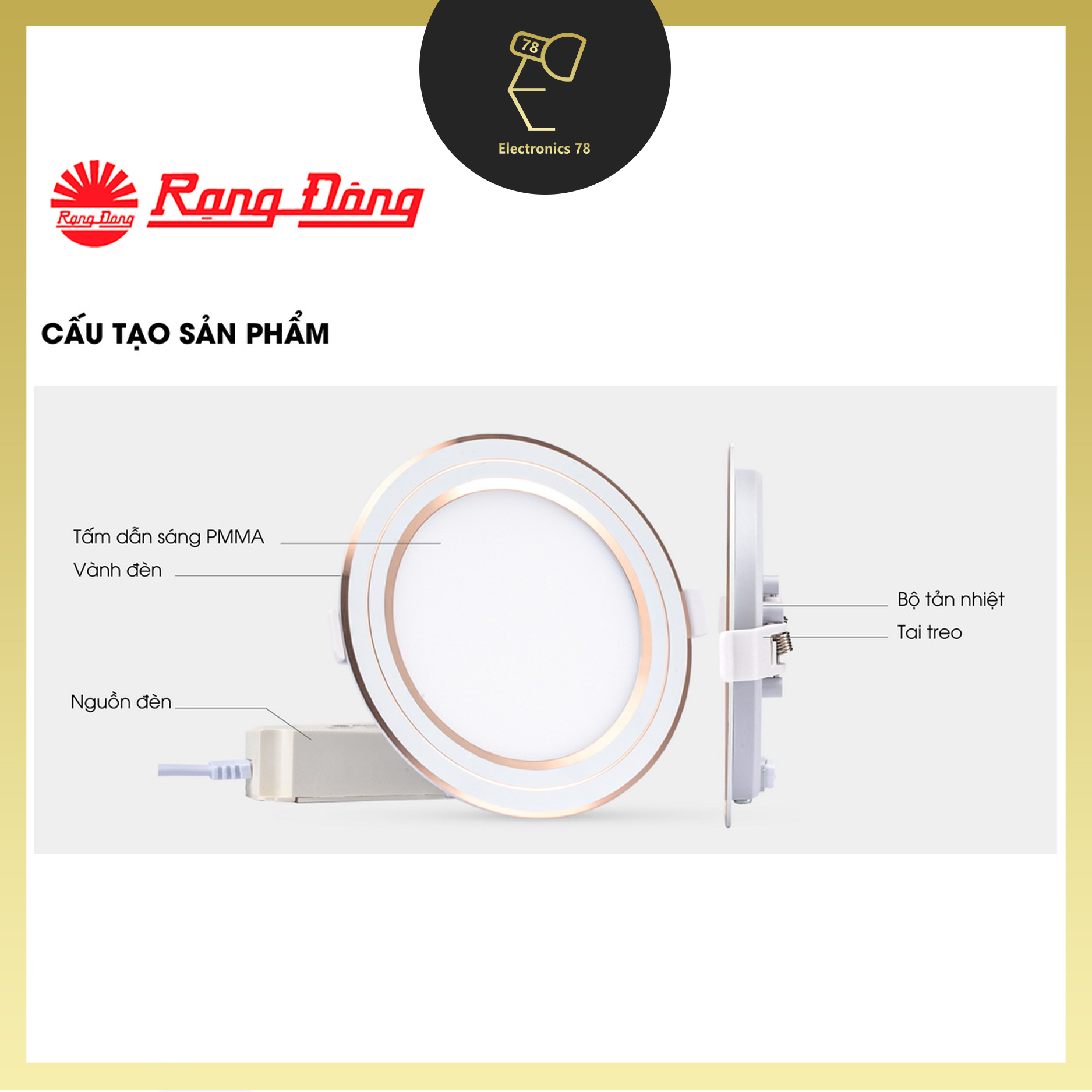 [Chính Hãng] Đèn Led Panel Âm Trần Đổi Màu 3 Chế Độ Rạng Đông 7W/9W/12W, Có viền/Không viền