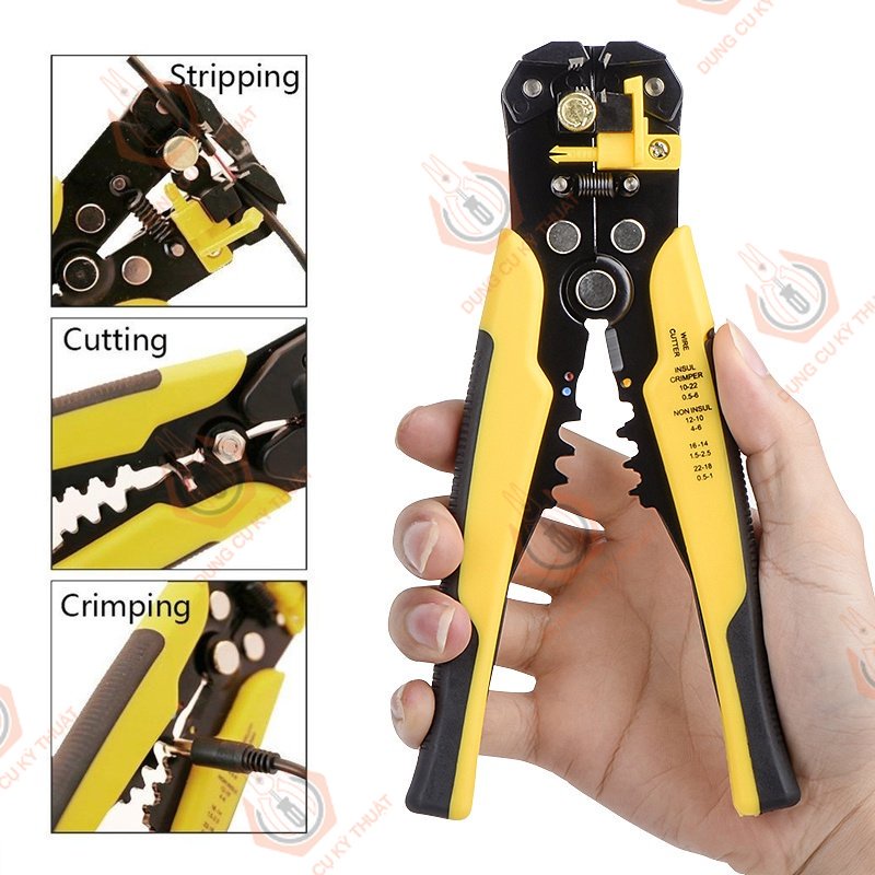 Kìm tuốt dây điện tự động, kìm cắt dây bấm cos đa năng 0.2 - 6mm _