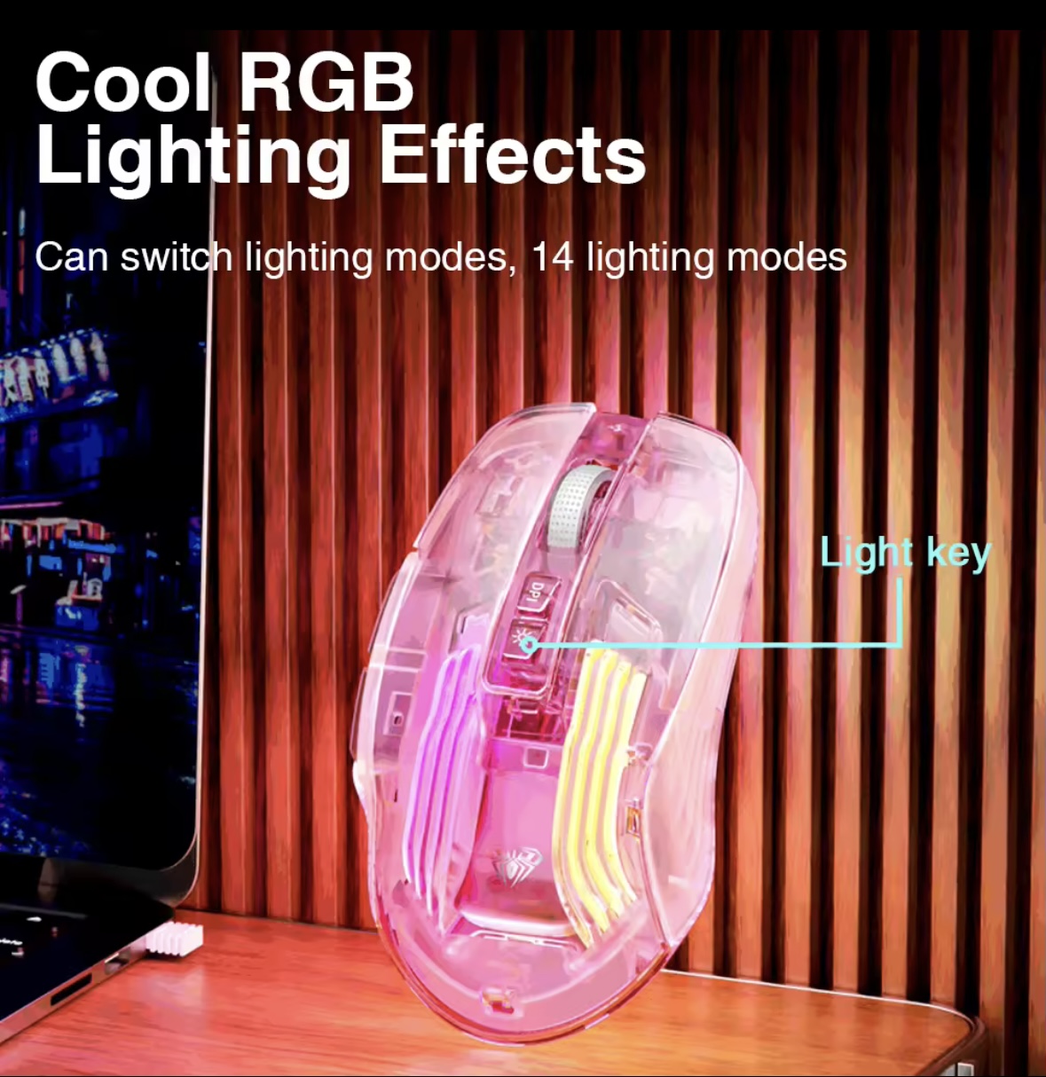 Aula SC518 Dual-Mode Wireless Mouse 2.4G/RGB Backlit Bluetooth Connection Gaming Mouse DPI Adjustable 6-Speed