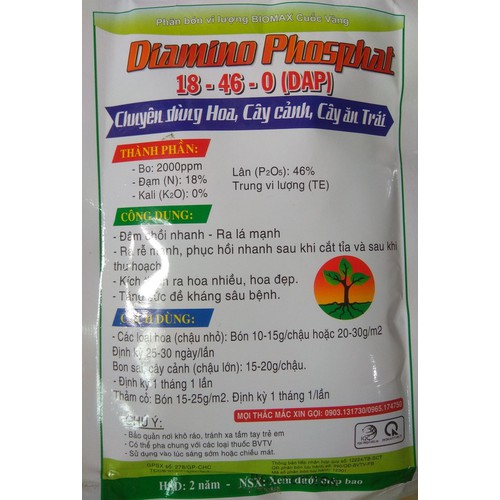 Phân bón NPK 18-46-0-DAP BIOMAX  gói 200G