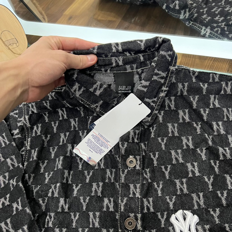Áo Sơ Mi Jeans MLB Đen Mono