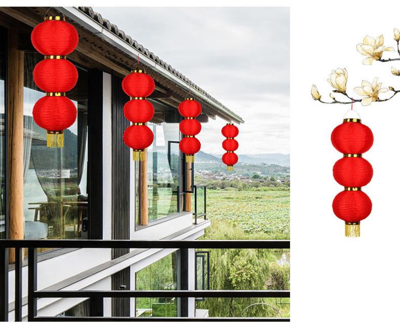 Đèn lồng đỏ vải tròn Quảng Châu treo Tết 30cm