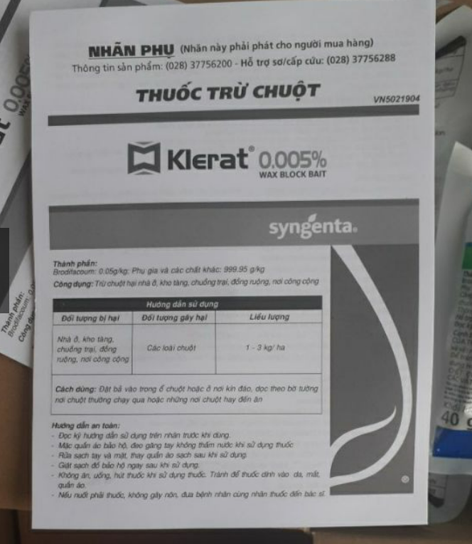 Thuốc diệt chuột Klerat túi 1kg