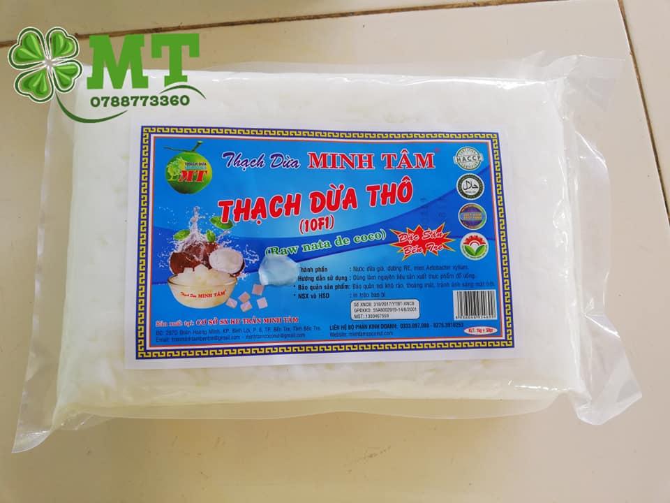 Thạch dừa thô Minh Tâm 1000g +hương + giấy hướng dẫn cách nấu