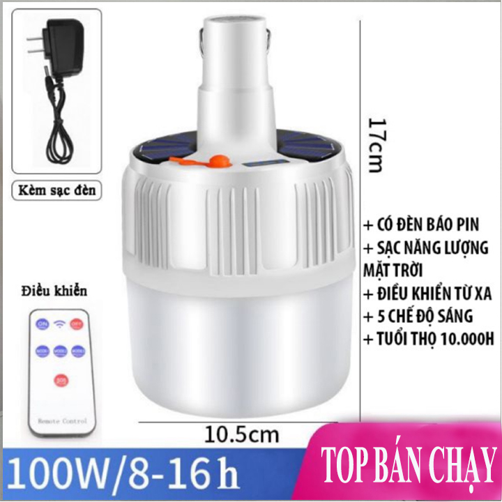 Đèn tích điện năng lượng mặt trời có điều khiển từ xa siêu sáng công suất 100W - Bóng đèn tích điện, bóng đèn tích điện có điều khiển từ xa , bóng đèn tích điện 100W , bóng đèn LED tích điện có điều khiển