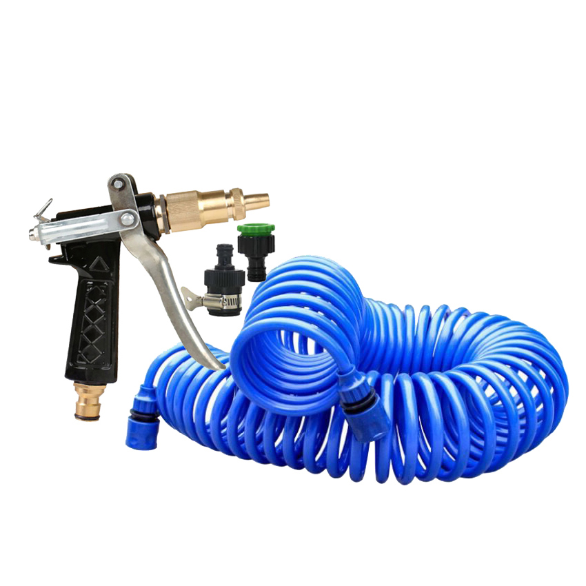 Vòi nước vòi phun nước rửa xe tưới cây tăng áp thông minh + Bộ vòi xịt nước tưới cây đa năng tăng áp lực nước kèm dây tưới dạng lò xo co dãn 236814 loại 10m