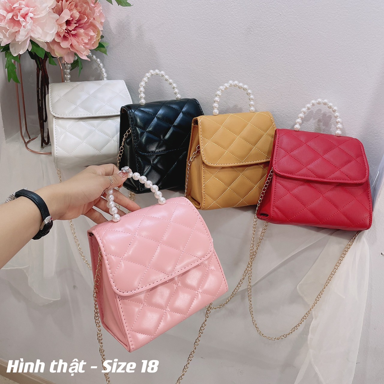 Túi đeo chéo  mini quai ngọc dễ thương CD06