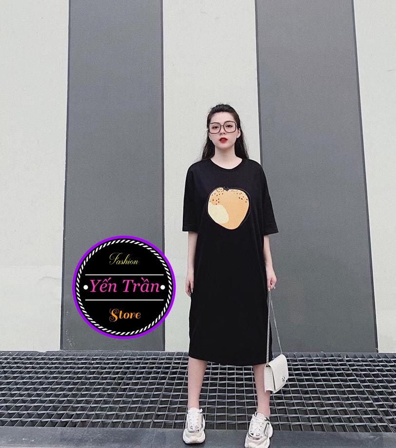 [YenTran] Đầm Nữ Form Rộng Ngoại Cỡ in Hoa Quả (dành cho người 60-75kg)