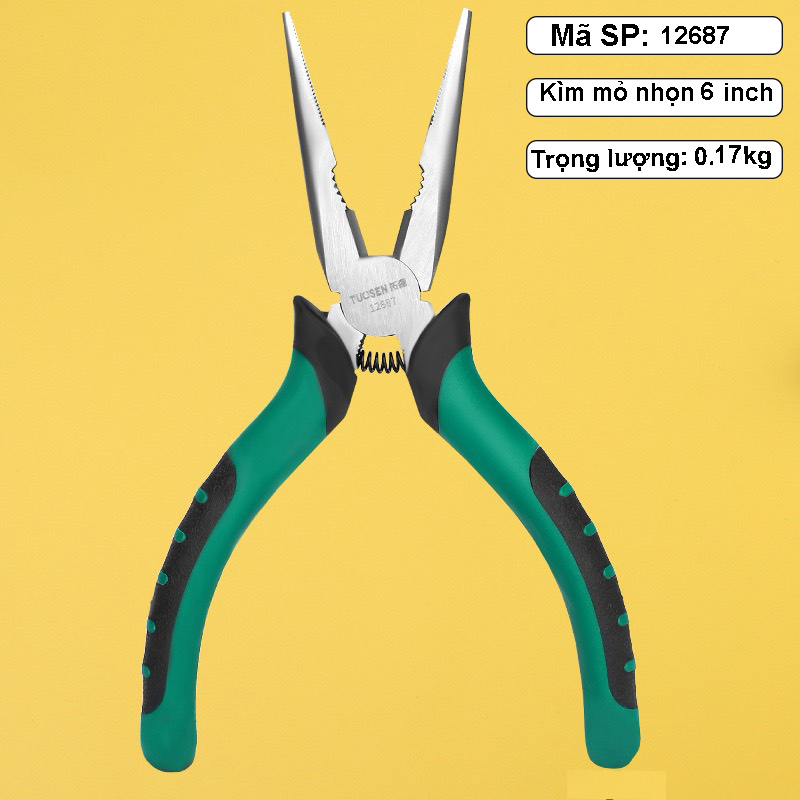 Kìm mỏ nhọn, kìm cắt, kìm bấm, kìm kẹp đa năng tuosen 6 inch, 8 inch