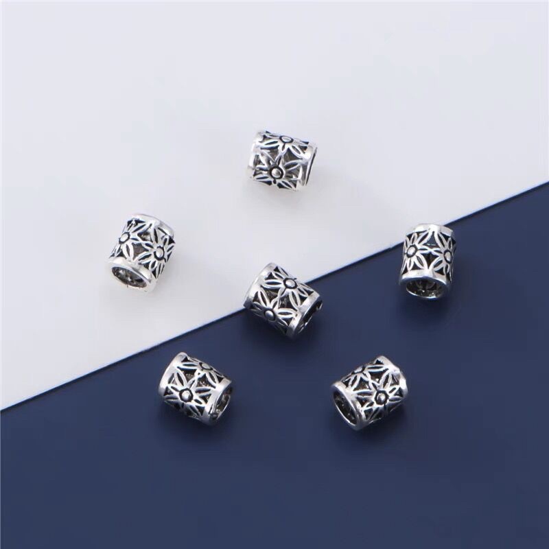 Charm bạc trụ ống kẻ cờ - mh224