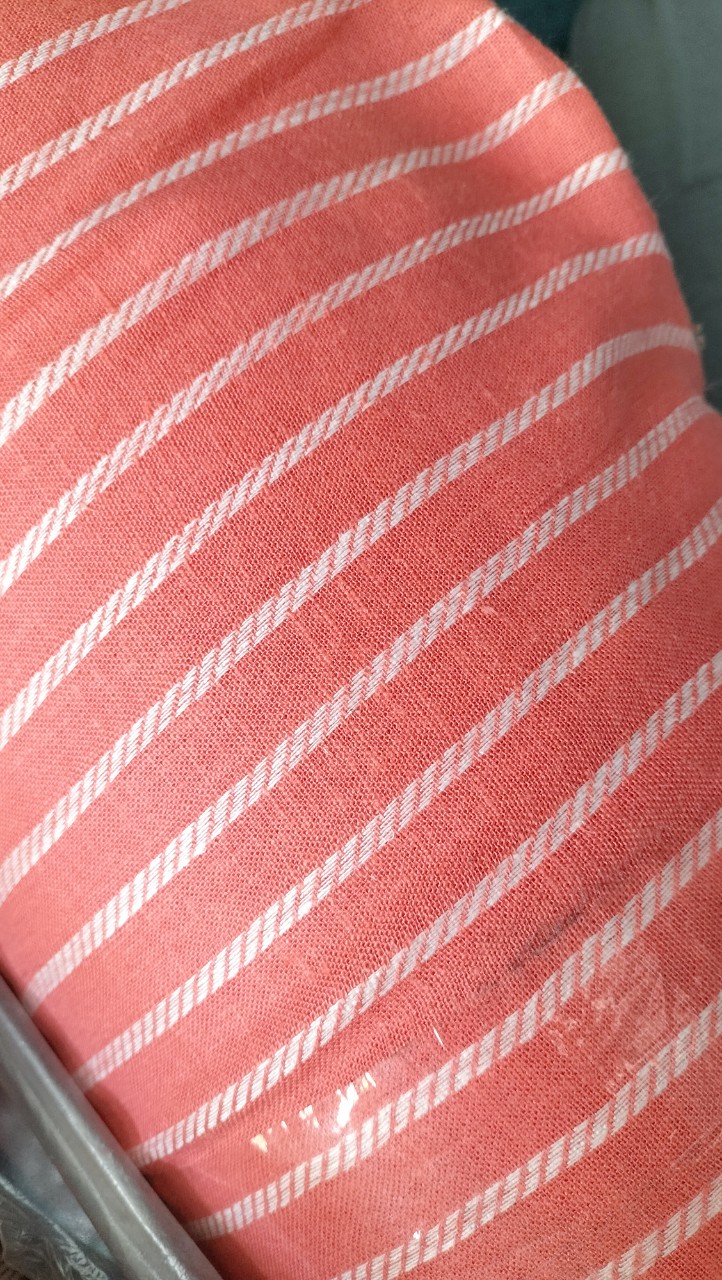 (1m) Vải linen sọc màu cam san hô