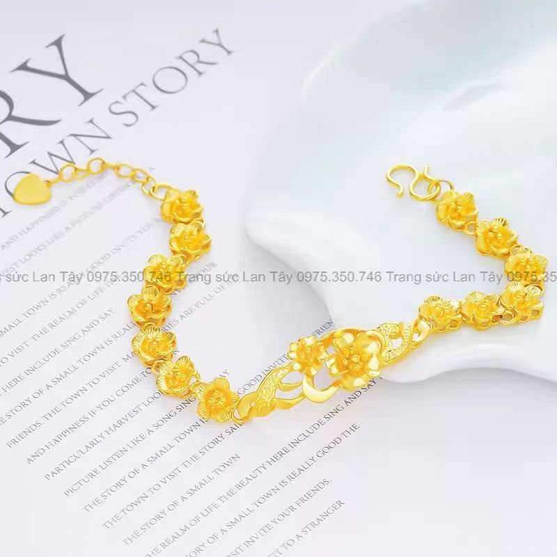 Lắc tay cưới cho cô dâu mạ vàng 9999, tặng kèm hộp