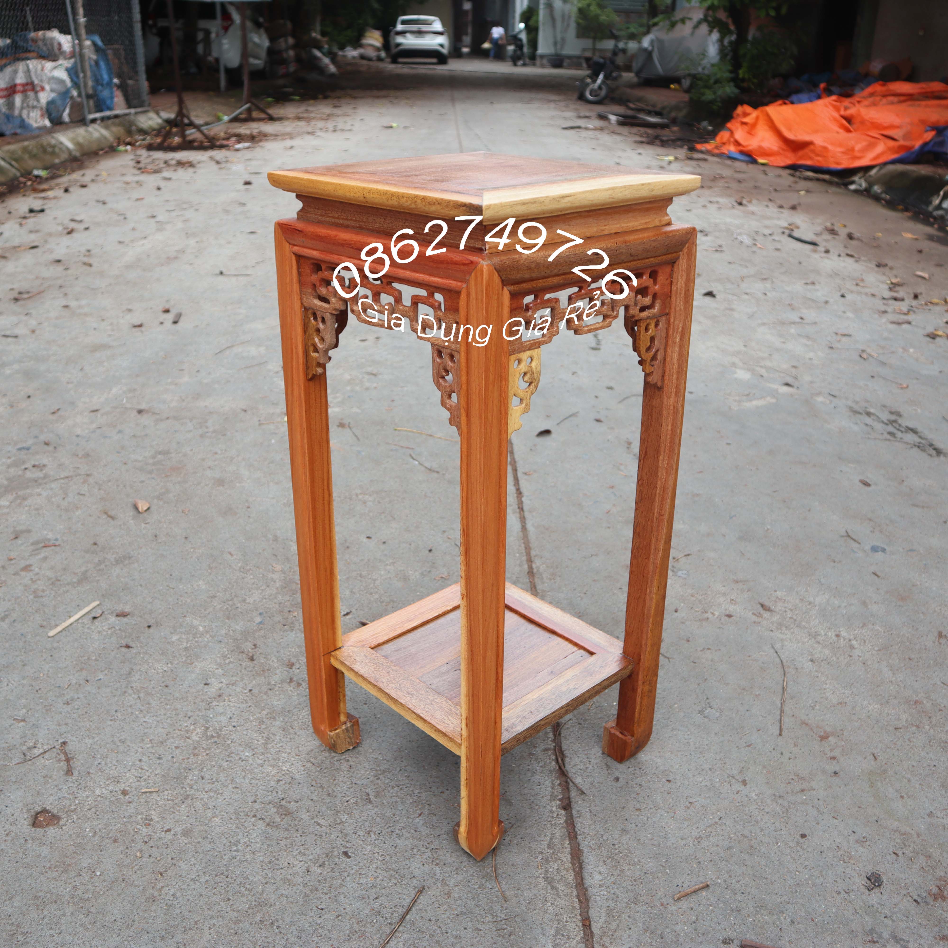 Đôn vuông bày đồ kiểu chiện gỗ giác giá rẻ mặt 30cm