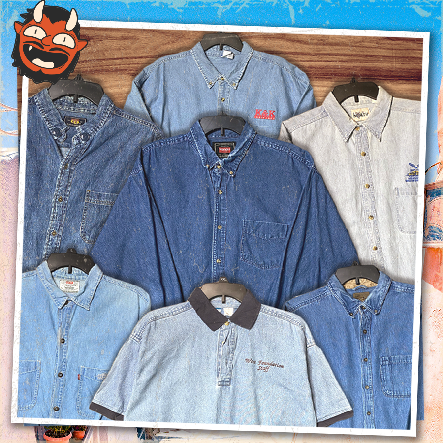 Áo sơ mi denim - jean - kaki secondhand (2hand) - vintage, cổ điển - (inbox để được tư vấn size)