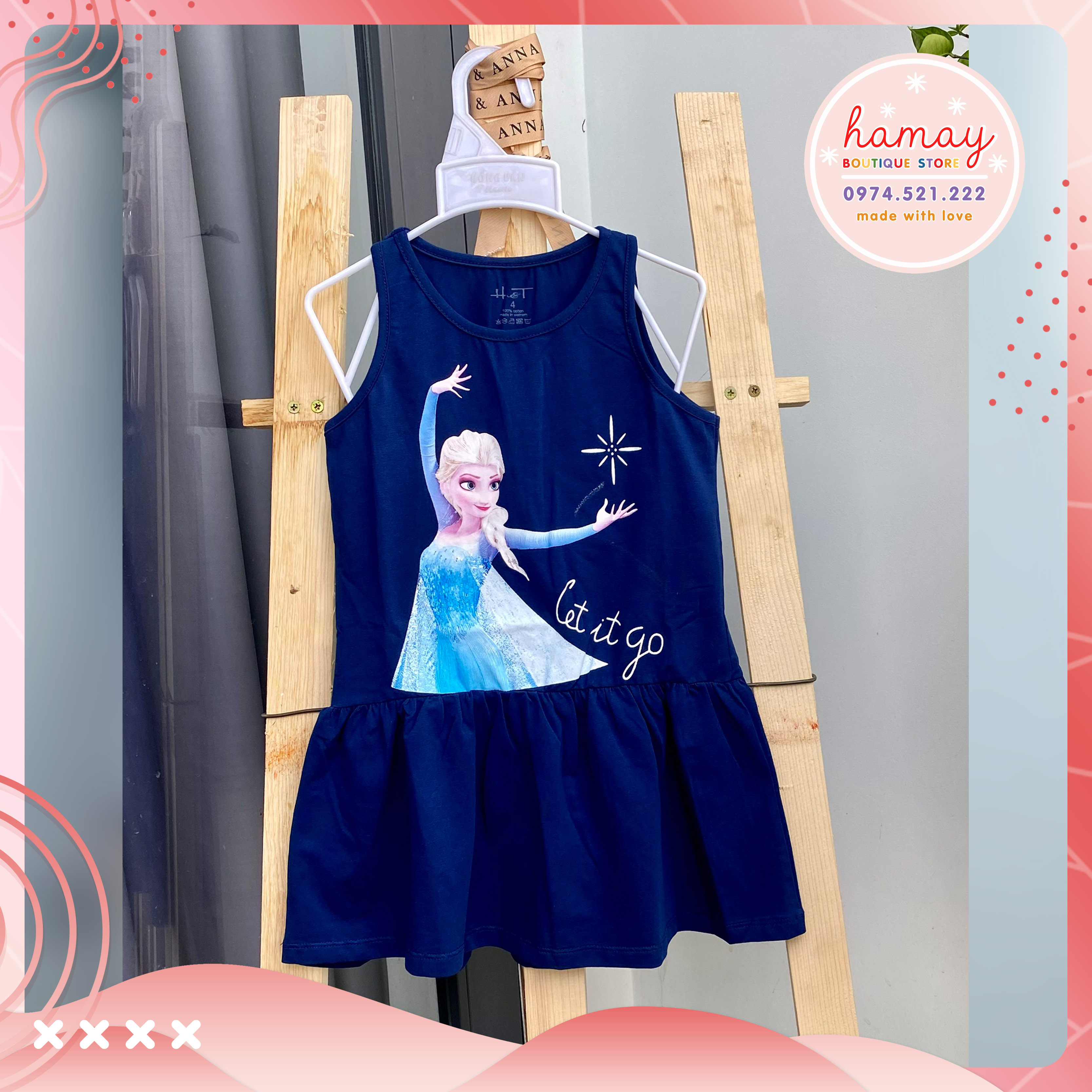 [HCM][Số 4-10] Đầm thun cotton cao cấp Elsa cho bé từ 12 đến 33Kg