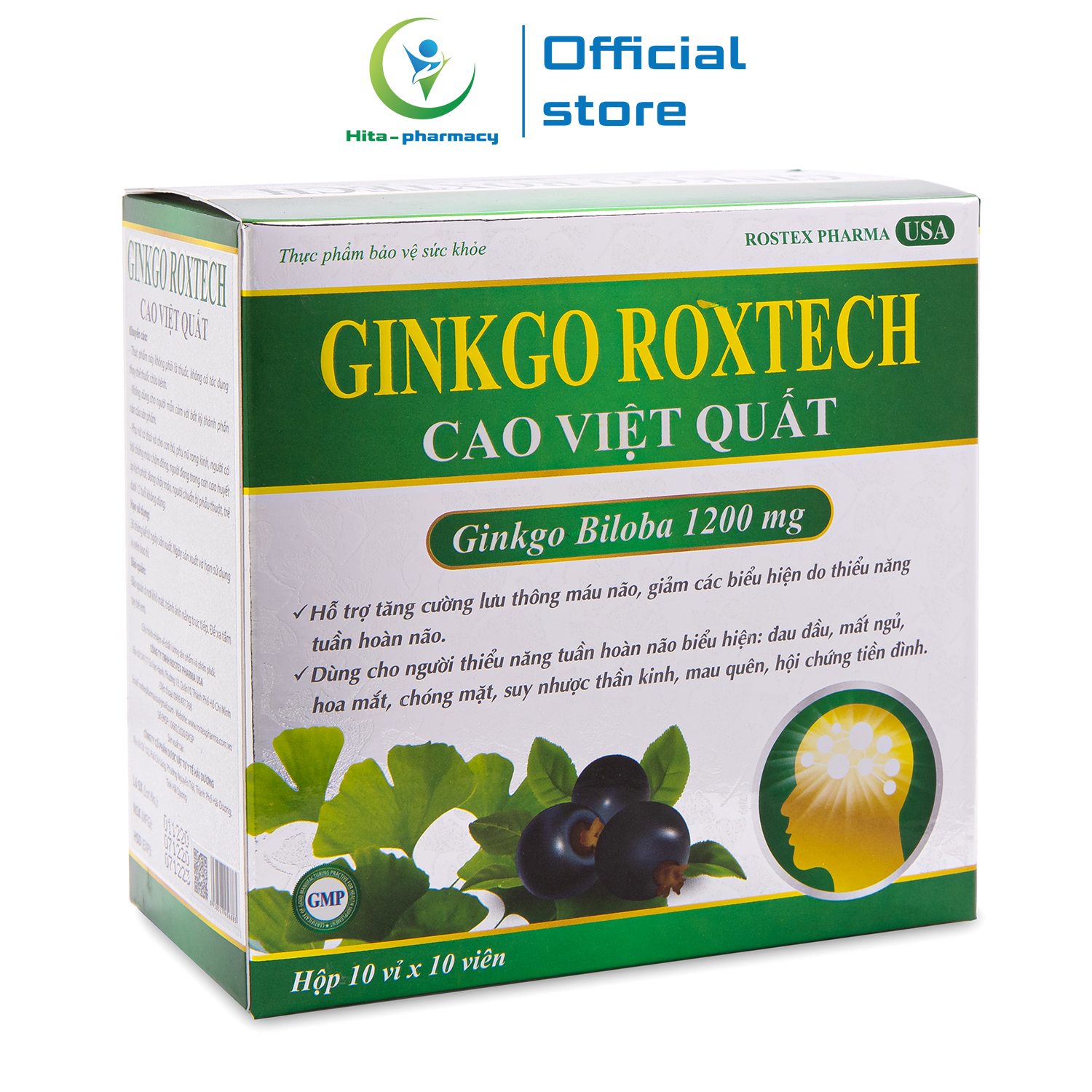 Hoạt huyết dưỡng não Ginkgo Roxtech Cao Việt Quất