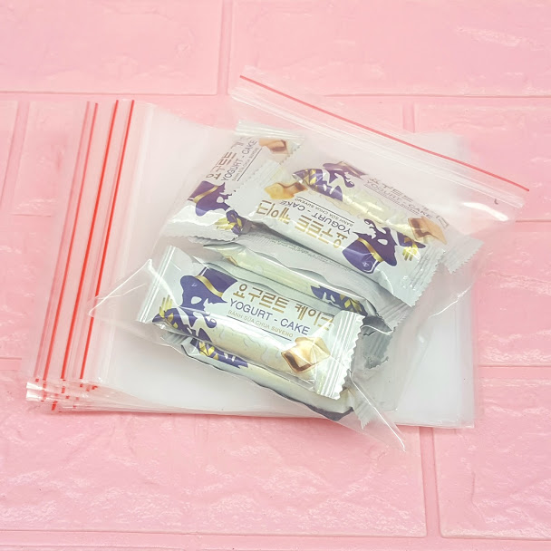 100g (~20cái) Túi Zip trong chỉ đỏ 15x15cm - Zipper viền đỏ