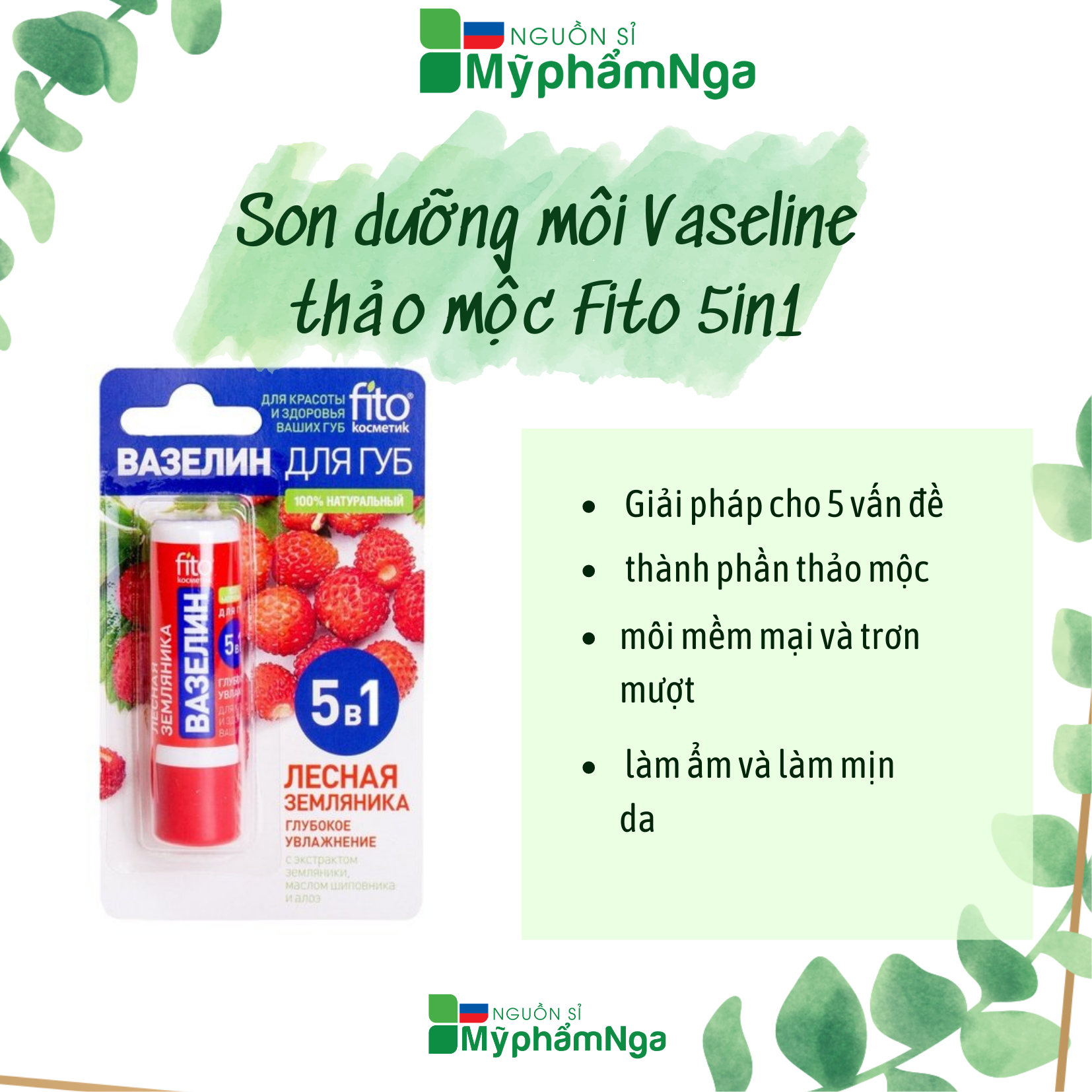 Son dưỡng môi Vaseline thảo mộc Fito 5in1