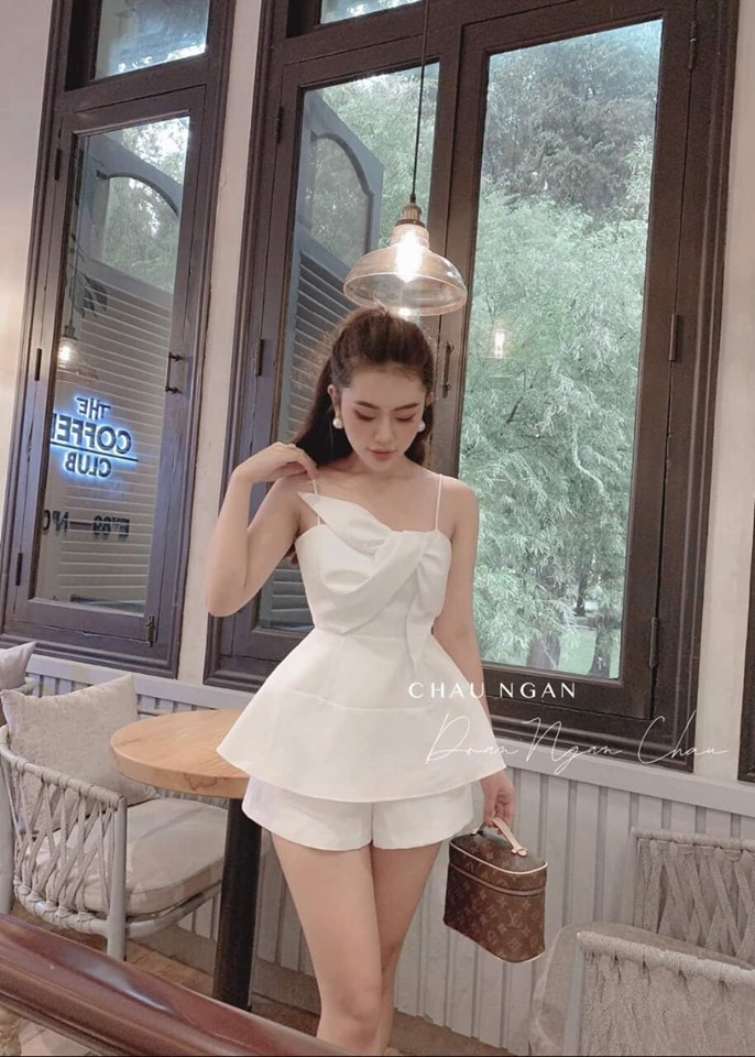Sét Bộ 2 Dây Bèo Nơ Ngực ( Có Mút ) Thời Trang Nữ