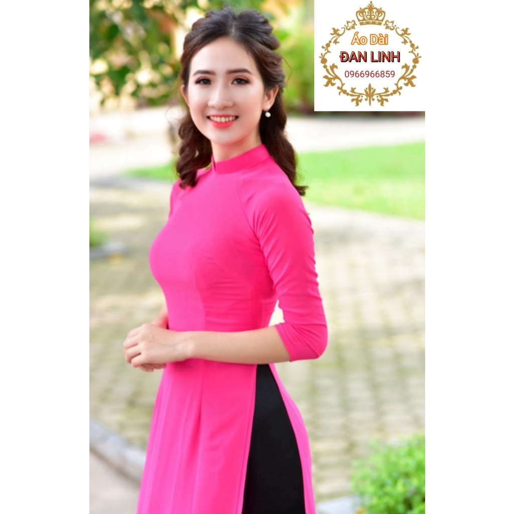 Áo dài trơn hồng sen 4 tà - Áo Dài Đan Linh