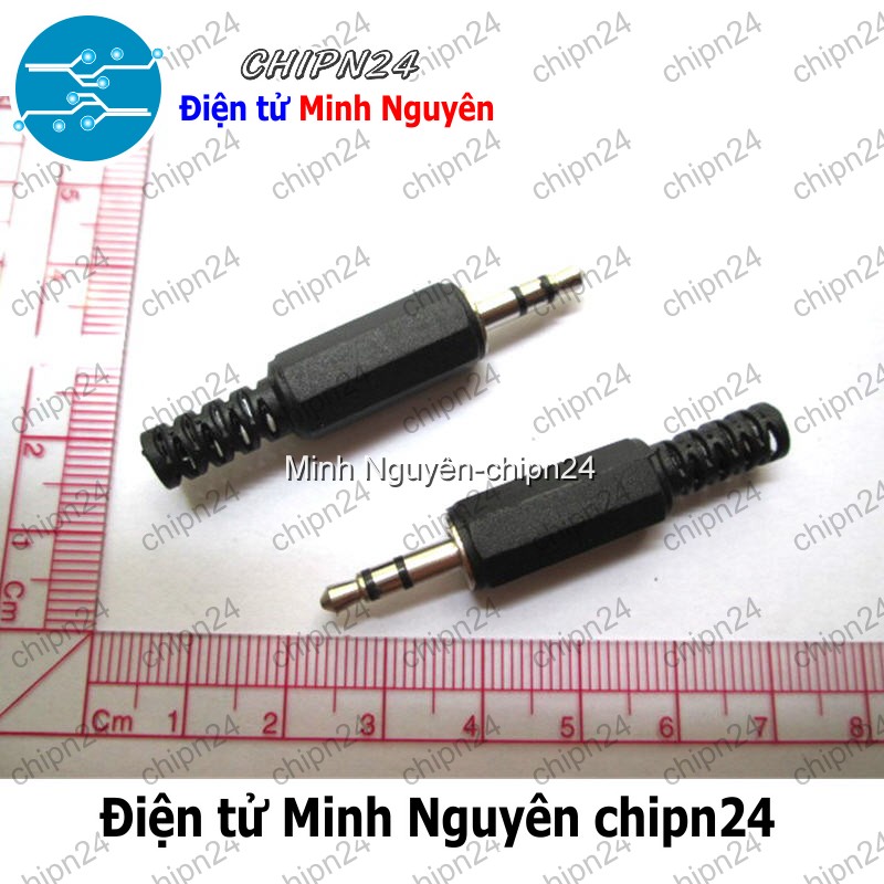 [2 cái] (F113.5) Đầu Jack Audio 3.5mm Nhựa hàn dây - HH000174
