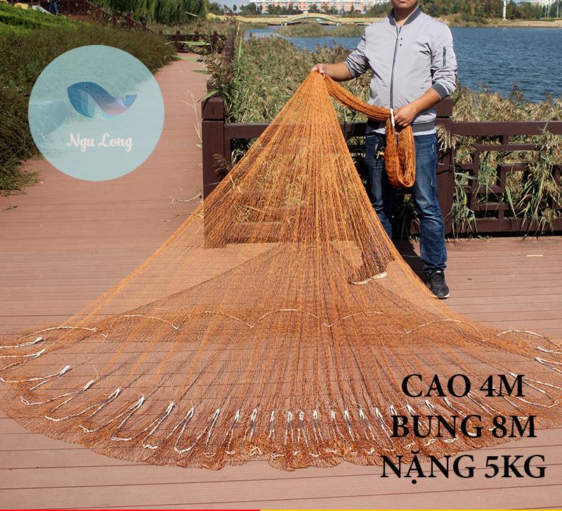 Chài Dù Bắt Cá Chân Chì Đúc Thái Lan cao 4m đường kính 8m nặng 5kg ( Ngu Long )