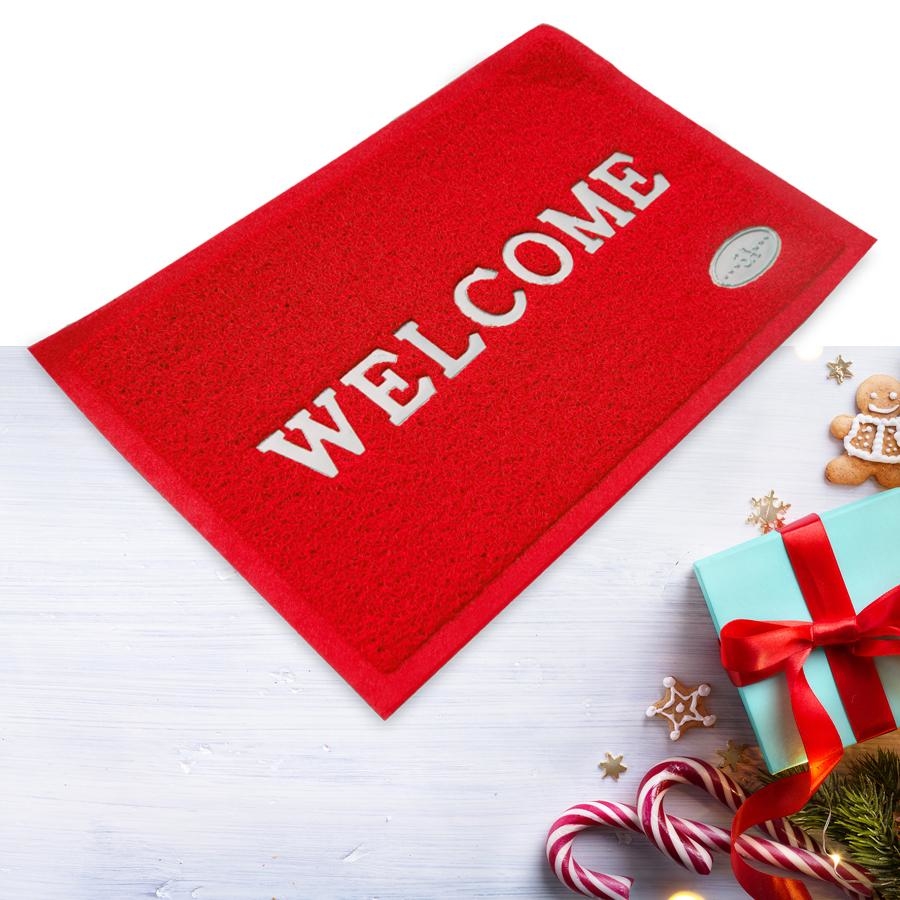 [HCM]Thảm nhựa lau chân Welcome 60x90cmhai màu xanh dương và đỏcực đẹpsang trọng