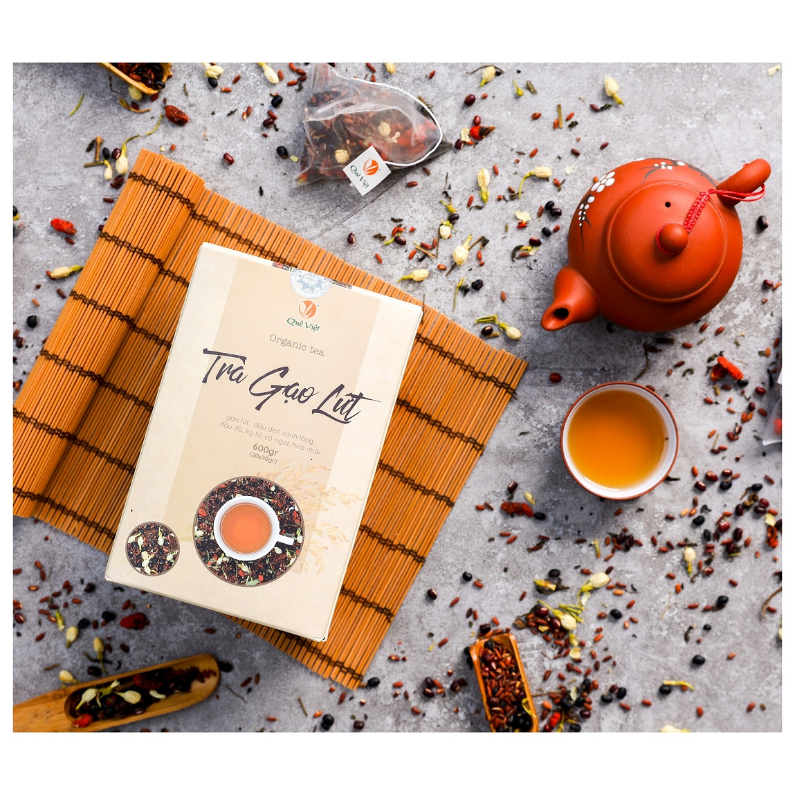 Trà Gạo Lứt Quê Việt hộp 600gr