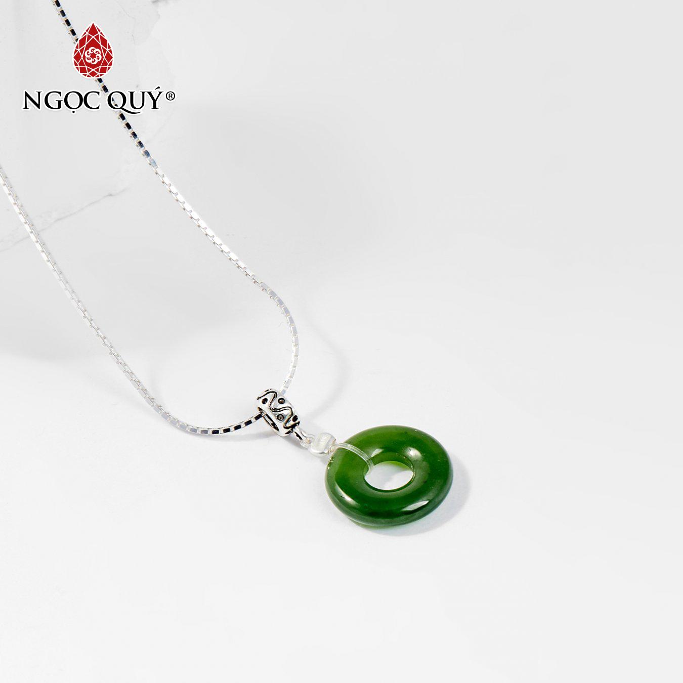 Mặt dây chuyền đá ngọc bích đồng điếu 1.3cm tặng dây chuyền mệnh hỏa,mộc (màu xanh ngọc) - Ngọc Quý Gemstones
