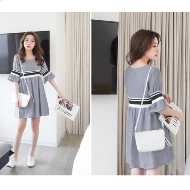 [HCM]Đầm xám phối bo thun (kèm hình thật)