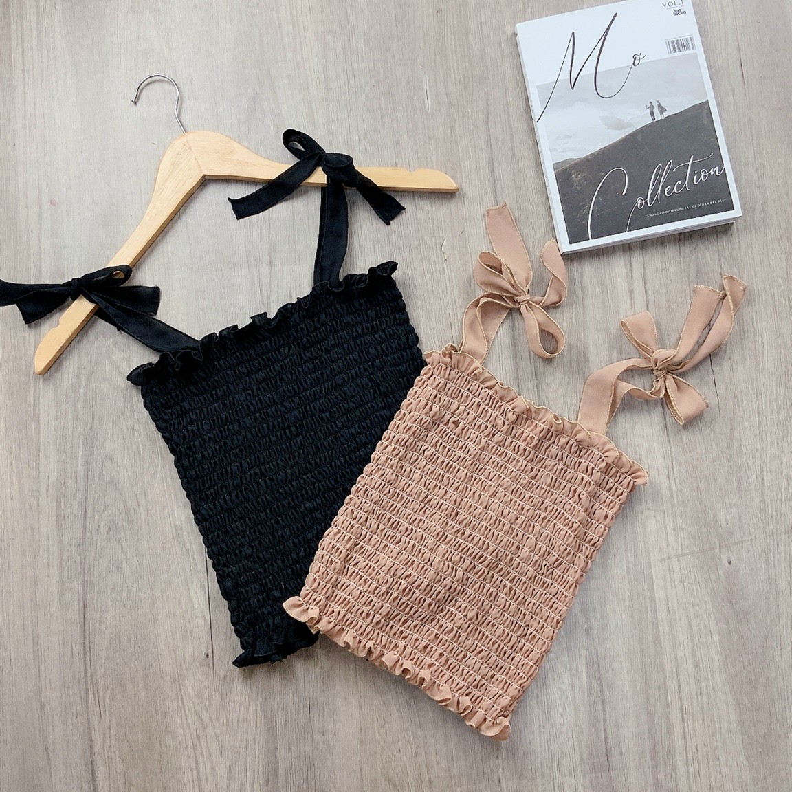 [HCM]Áo 2 dây nhún cột nơ - UT52