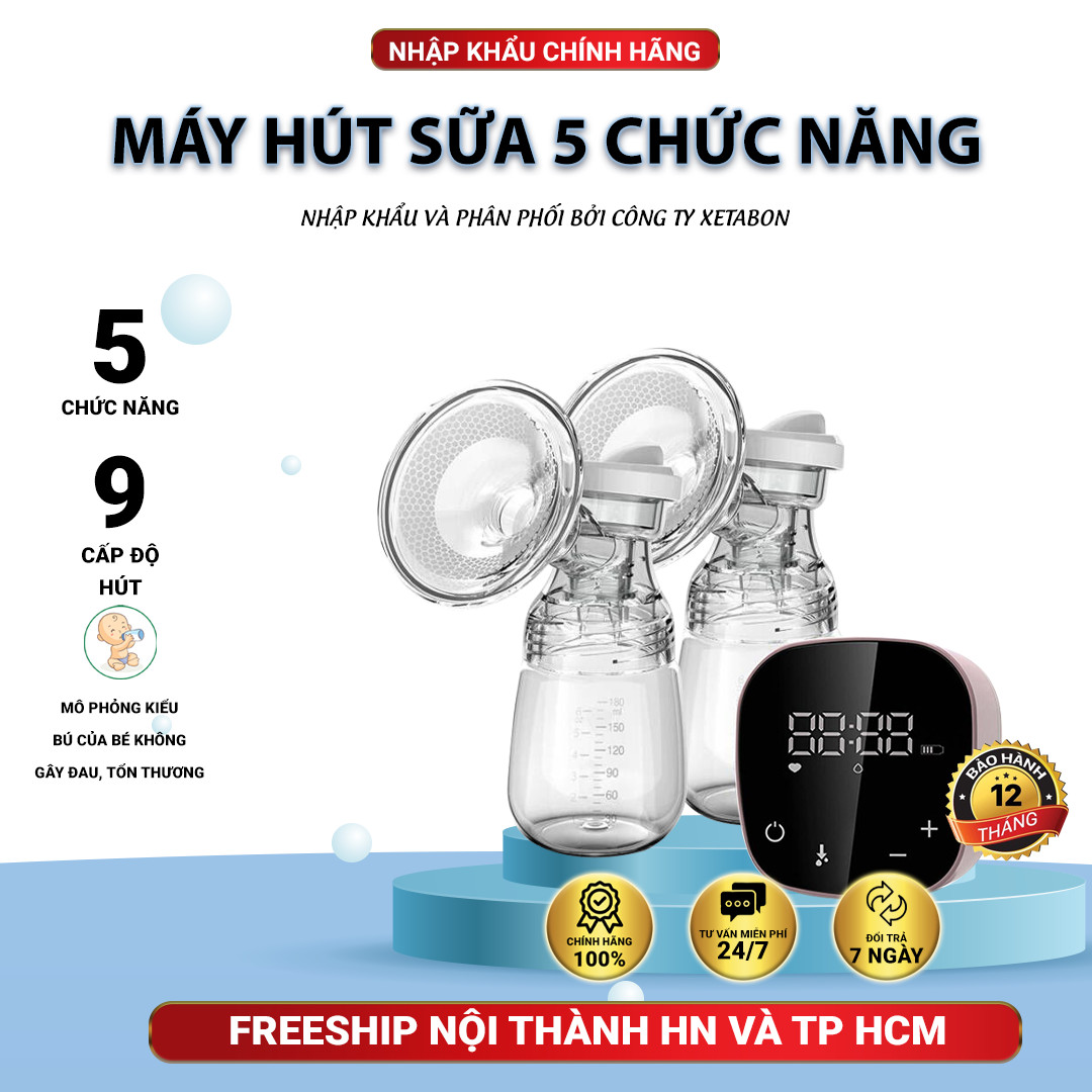 Máy hút sữa điện đôi 5 chức năng 9 cấp lực có massage, hút không đau bảo hành 12 tháng - Mẹ Bé Shin 22