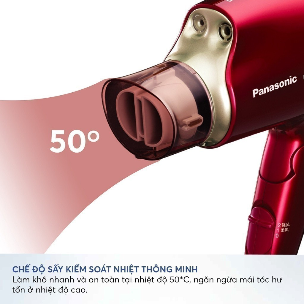 Máy sấy tóc Nanoe dưỡng ẩm, chăm sóc tóc và da đầu Panasonic EH-NA45RP645 – Công nghệ Platinum ions chống tia UV hiệu quả - Bộ 2 đầu sấy khô và tạo kiểu chuyên nghiệp – Công suất 1600W – Hàng chính hãng - Bảo hành 12 tháng