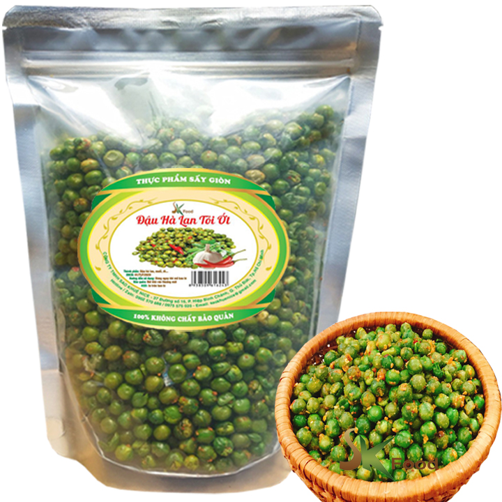[HCM]Bịch 500g đậu Hà Lan sấy giòn tỏi ớt hiệu SK FOOD