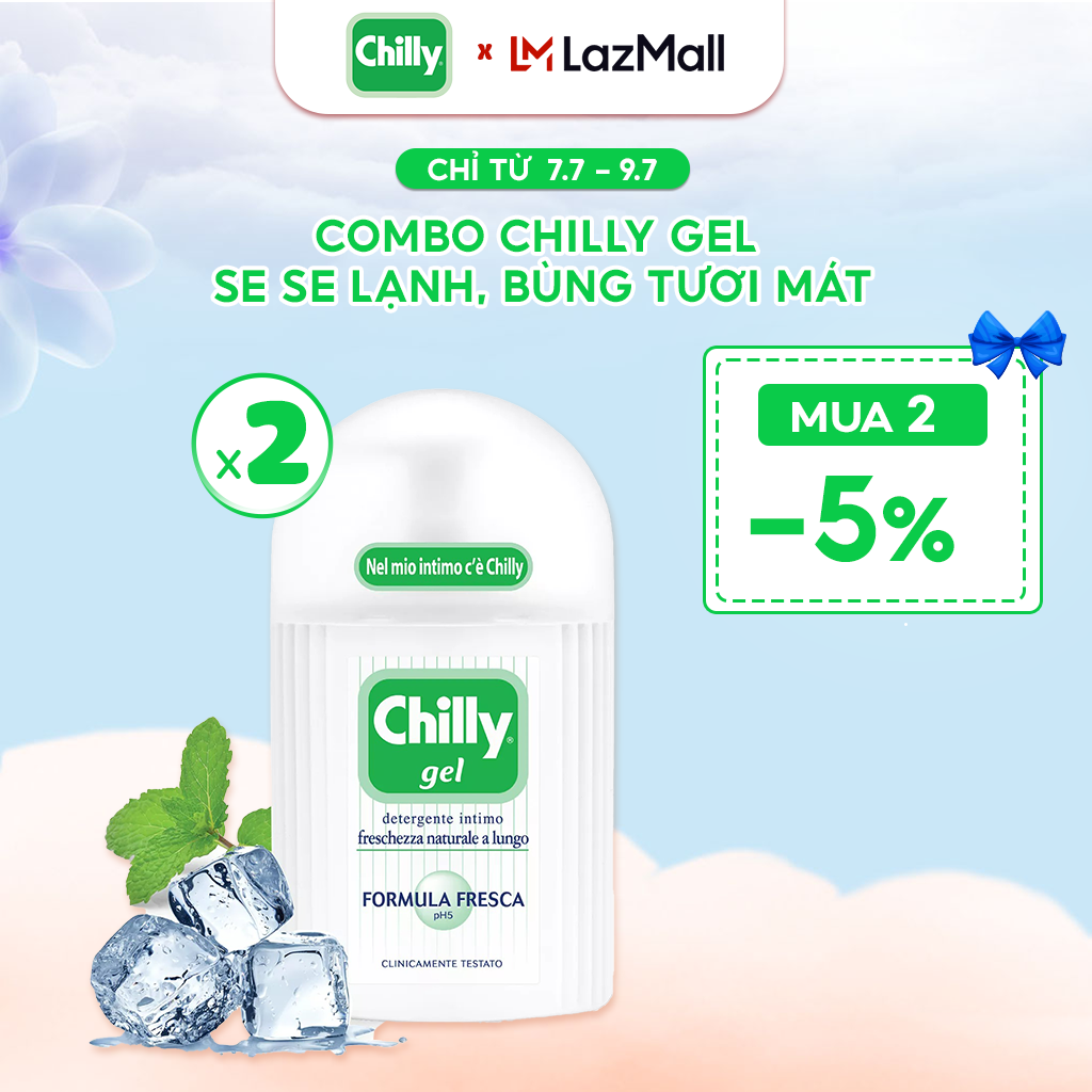 Combo 2 Dung Dịch Vệ Sinh Phụ Nữ CHILLY Gel 200ml chai - Se Se Lạnh