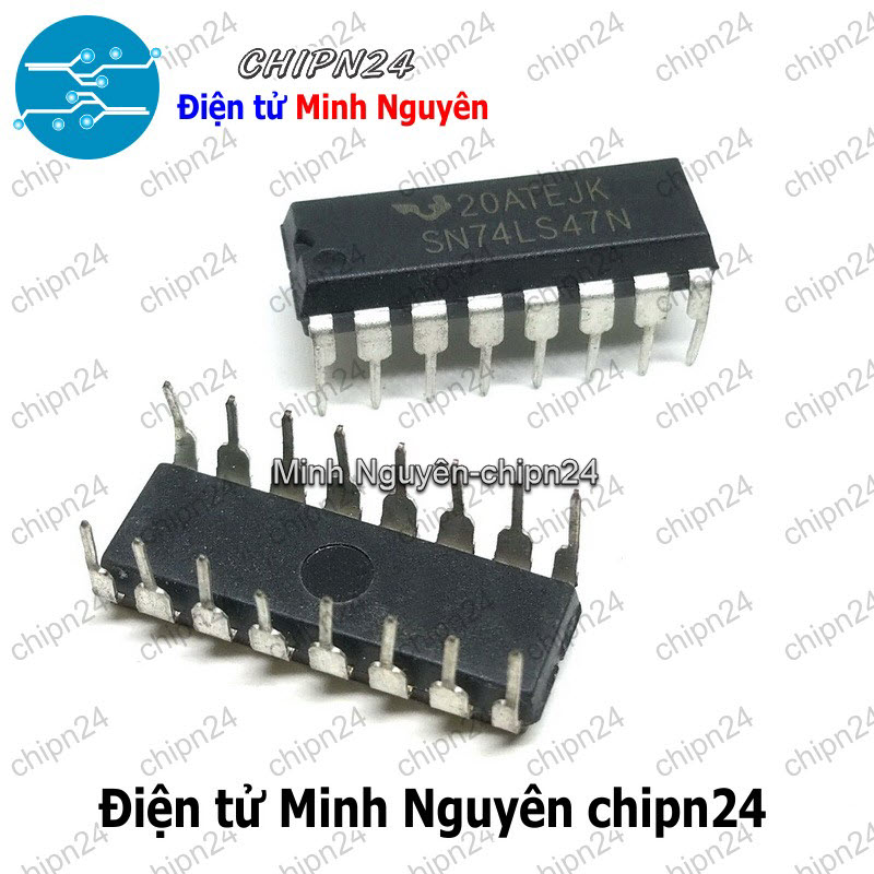 [1 con] (DIP) IC 7447 74LS47 DIP-16 (IC Giải mã BCD sang led 7 đoạn loại anode chung) - HH003648