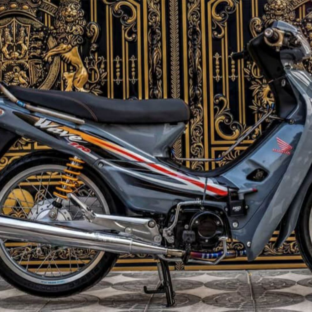 Tem xe wave nhỏ , tem rời 3 lớp dán xe xám,  xanh xi măng  cao cấp