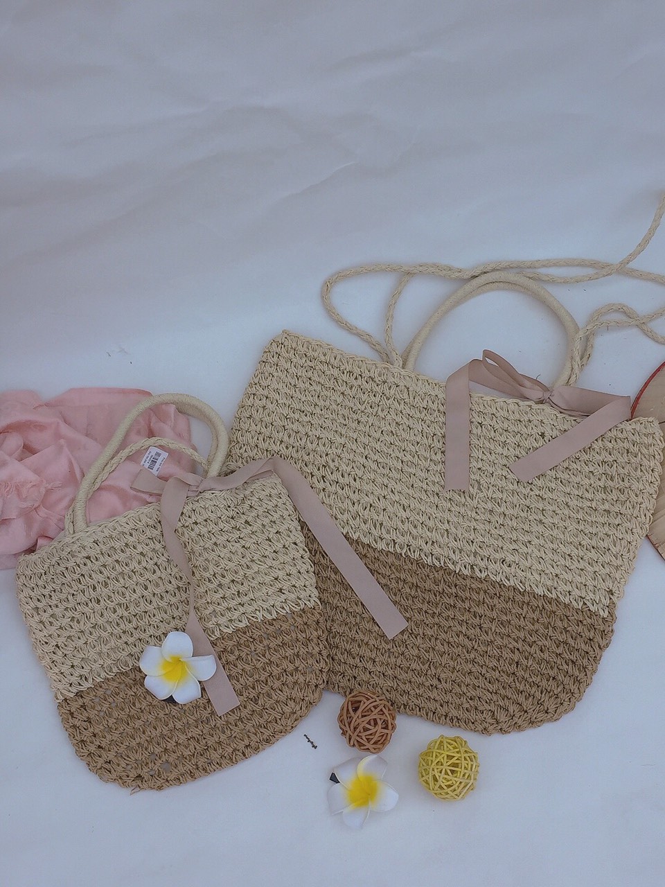 Phụ Kiện Đi Biển/ Chụp Hình Túi Cói Đan Xách Tay Và Đeo Chéo Phong Cschs Vintage Boho Xinh Xắn, Đáng Yêu/ Kích Thước: Dài 25 cm* Rộng 30 cm*  Nặng 240gr * Dài quai 40cm/ Hot trend mùa hè Sôi Động