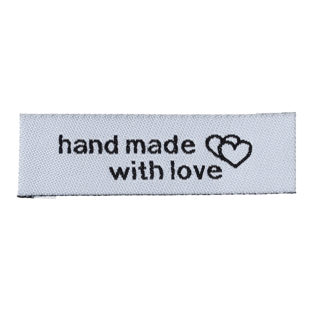 Nhãn mác quần áo vải handmade with love, phụ kiện handmade DIY