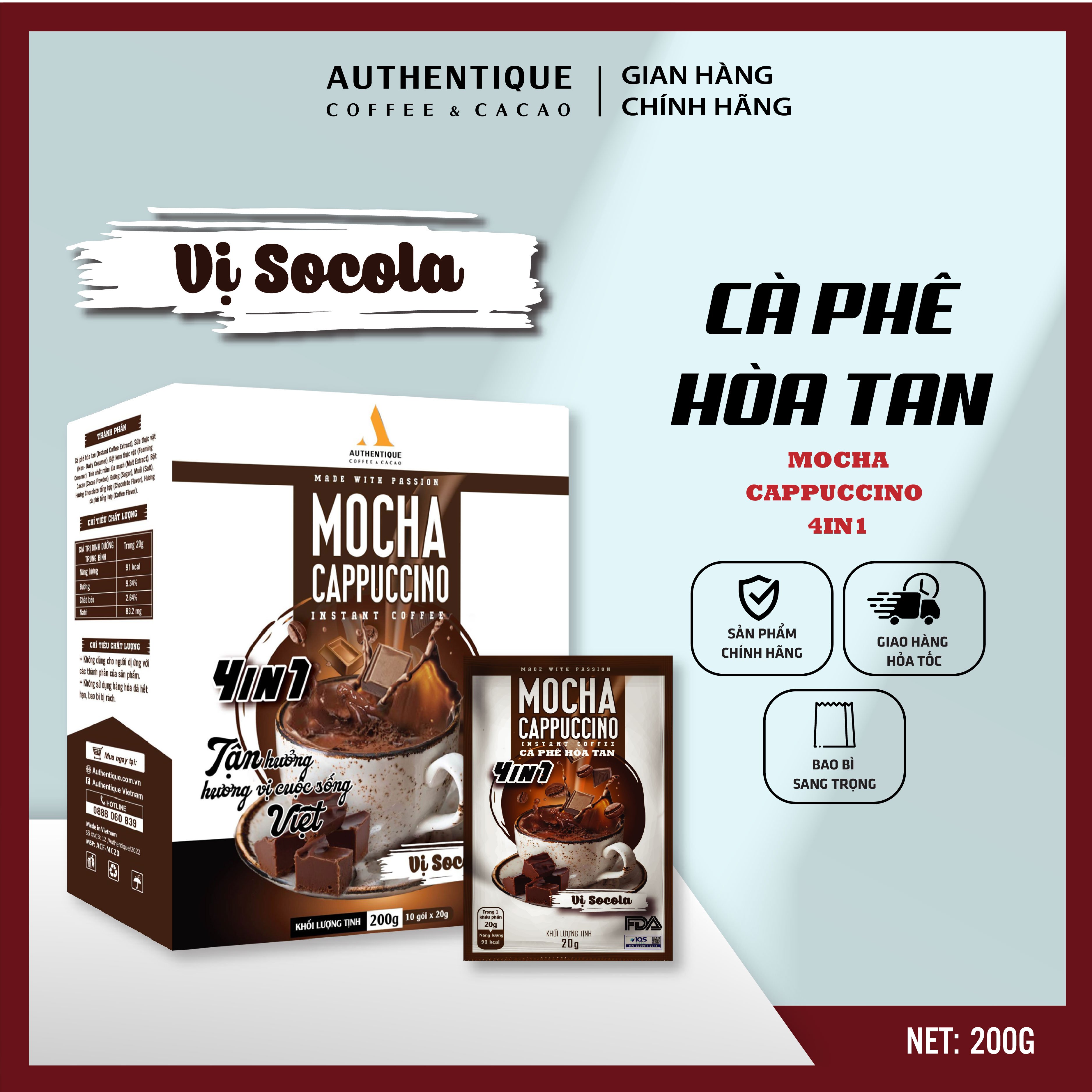 Mocha Cappuccino Instant Coffee 20G | Authentique Vietnam