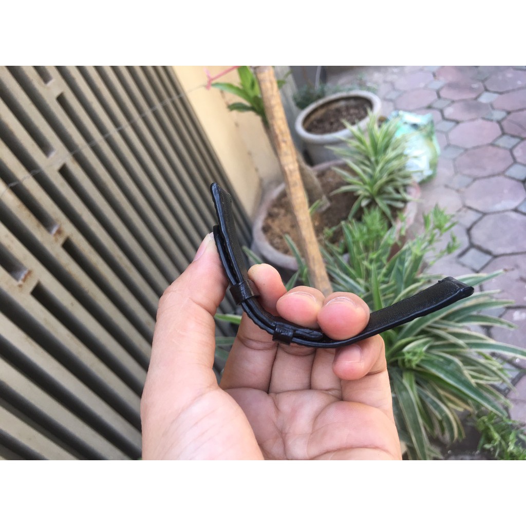 Dây Đồng Hồ Da Cá Sấu Nam Màu Đen Cao Cấp Vân Đốt Tre (Trong lót da bò)