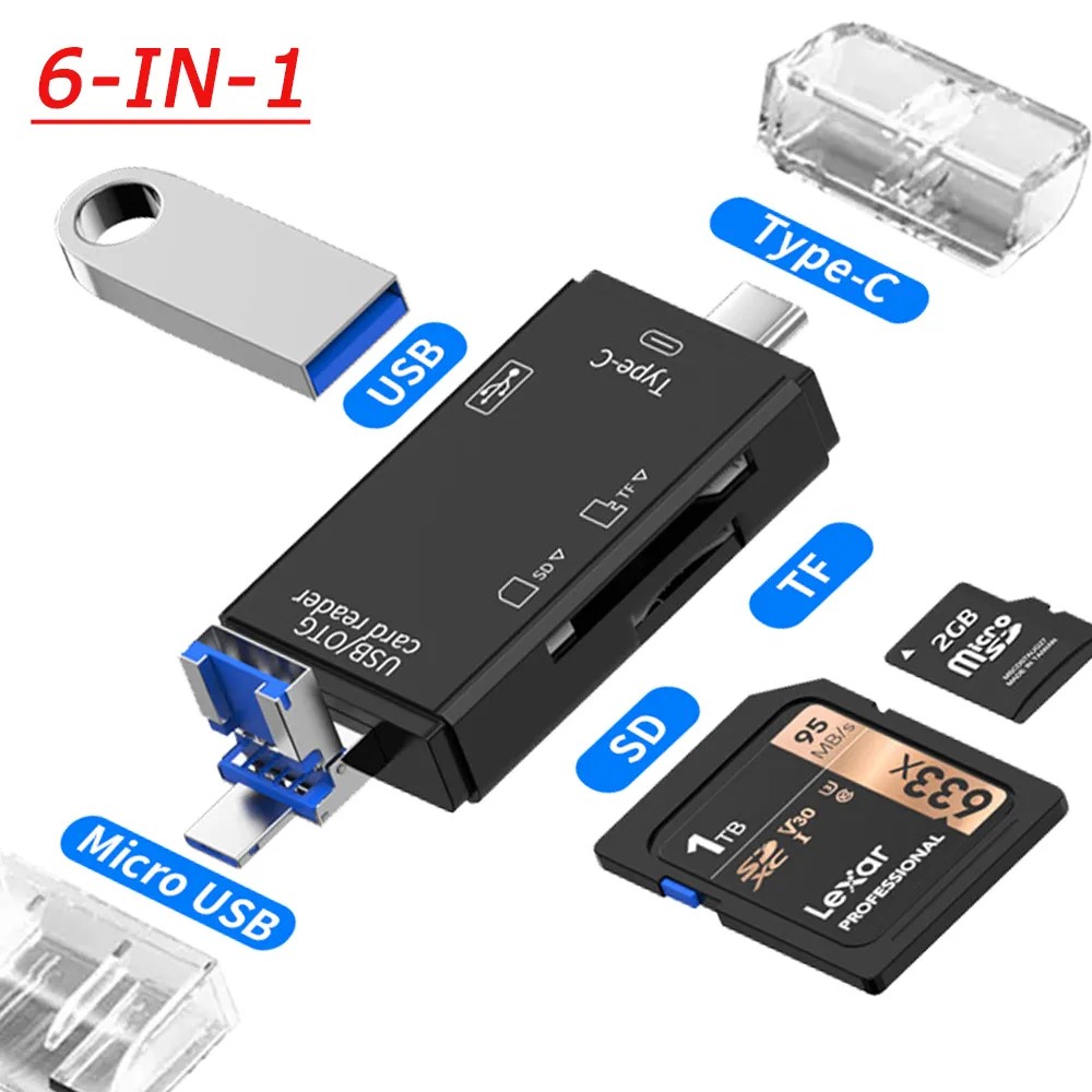 Đầu đọc thẻ nhớ 5 trong 1 / 6 trong 1 usb 3.0 sd tf bộ chuyển đổi otg