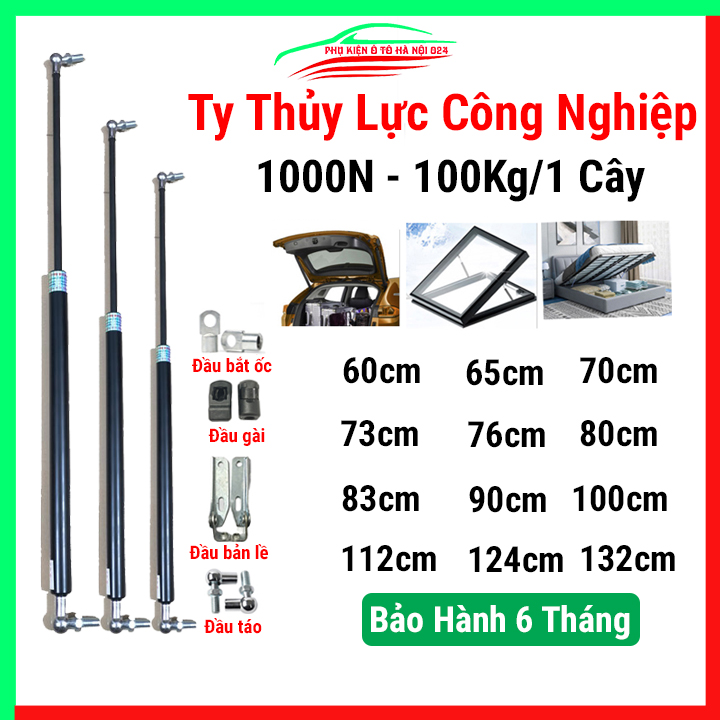 1 Chiếc ty thủy lực chống cửa công nghiệp, ben hơi chịu lực 1000N - 100kg chiều dài 60-140cm
