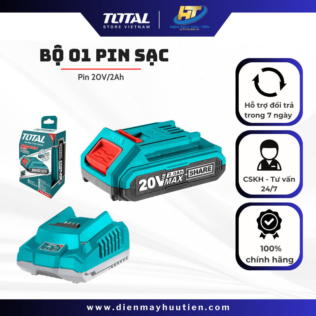 Bộ Pin Sạc 20v TOTAL