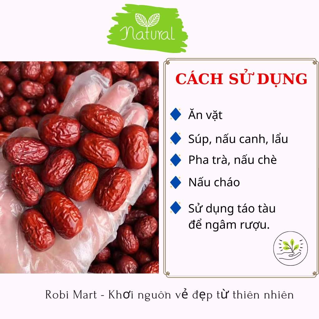 Táo đỏ sấy lạnh Robi Mart gói 500gr - Quả to tròn hàng loại 1 chính hãng
